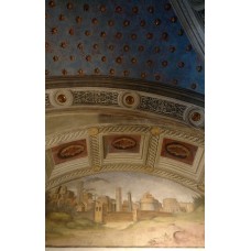 Ceiling design, eight-point stars, sun symbols, solar discs